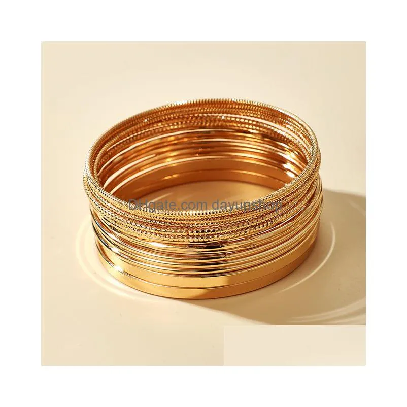 14pcssets punk gold color bracelets for women trendy alloy metal bangle bohemian jewelry accessories whole9877495