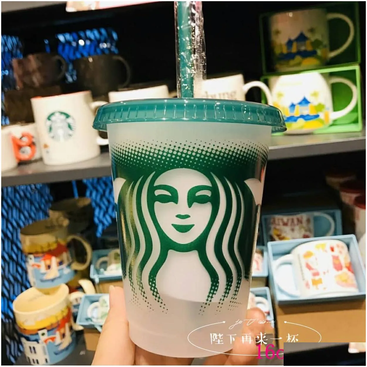 starbucks 24oz 16oz plastic mugs mermaid confetti tumbler goddess gift lid reusable clear drinking flat bottom straw color changing flash black