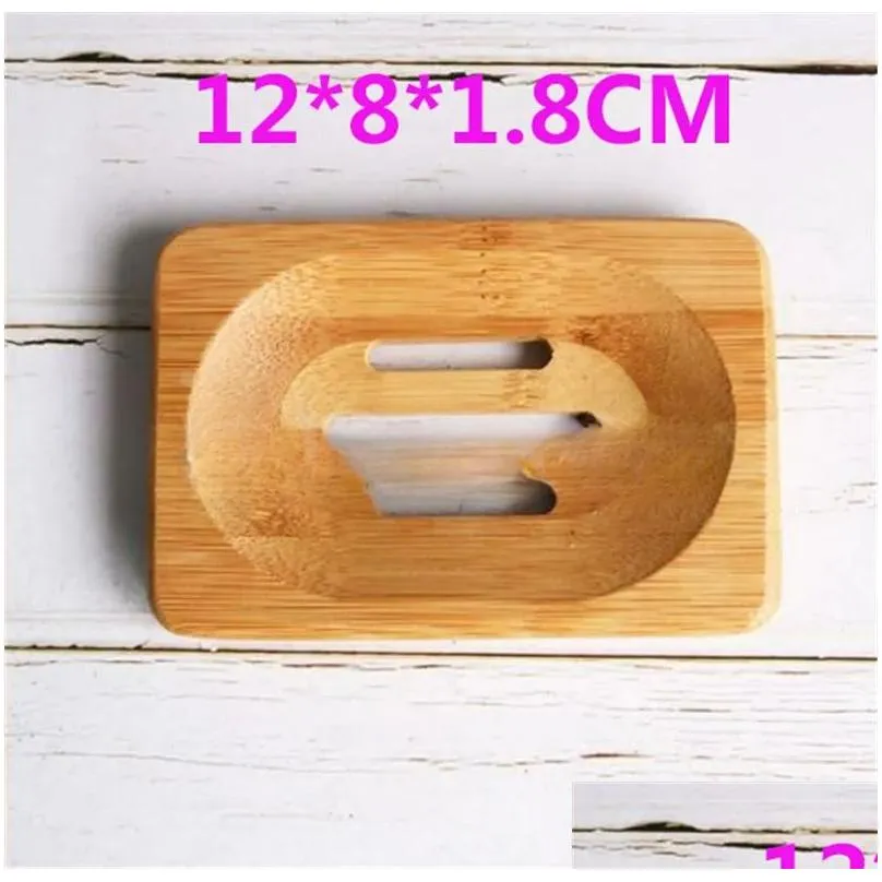 Drain Soap Box Square Eco-Friendly Wooden Soap Tray Holder Natural Bamboo Wood Soap Dish Storage Holder Bathroom Round