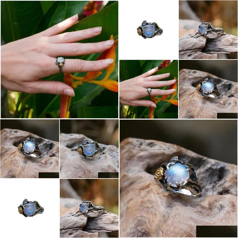 cluster rings vintage luxury ancient design crystal ring for women flower plant silver color party accessories gifts