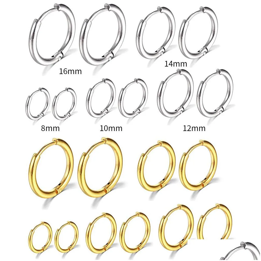 stainless steel small hoop earrings cartilage helix lobes hinged sleeper earring for men women girls punk ear clip gift 6mm 8mm 10mm