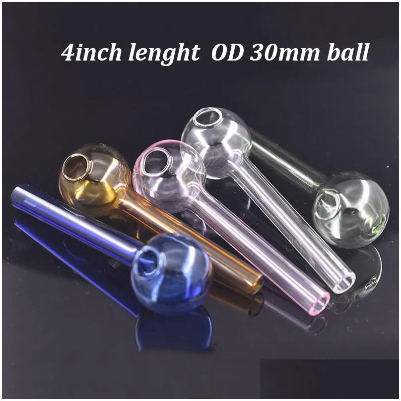 big size oil burner glass pipe 4inch 30mm ball glass tube smoking pipes tobcco herb glass oil nails water hand pipes smoking