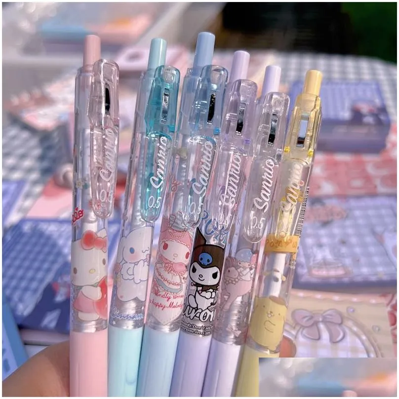 wholesale 6 pcs/set cartoon cute student colorful gel pens smooth writing supplies 6 colors 0.5mm stationery papelaria material school