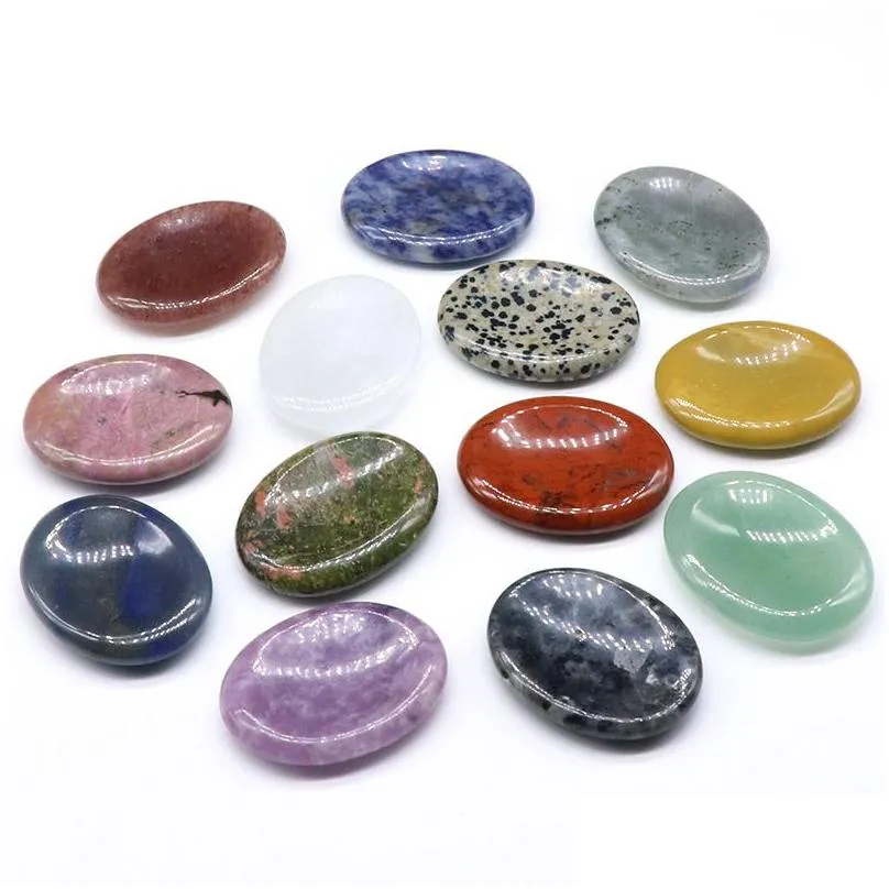 Natural Crystal Dalmation Jasper Gemstone Worry Stone Colorful Massage Healing Energy Worry Stones For Thump