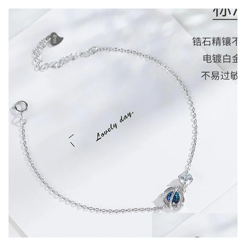 silver crystal planet charm bracelet &bangle for women wedding jewelry party pulseras mujer