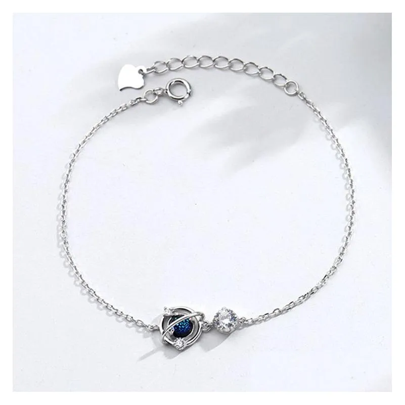 silver crystal planet charm bracelet &bangle for women wedding jewelry party pulseras mujer