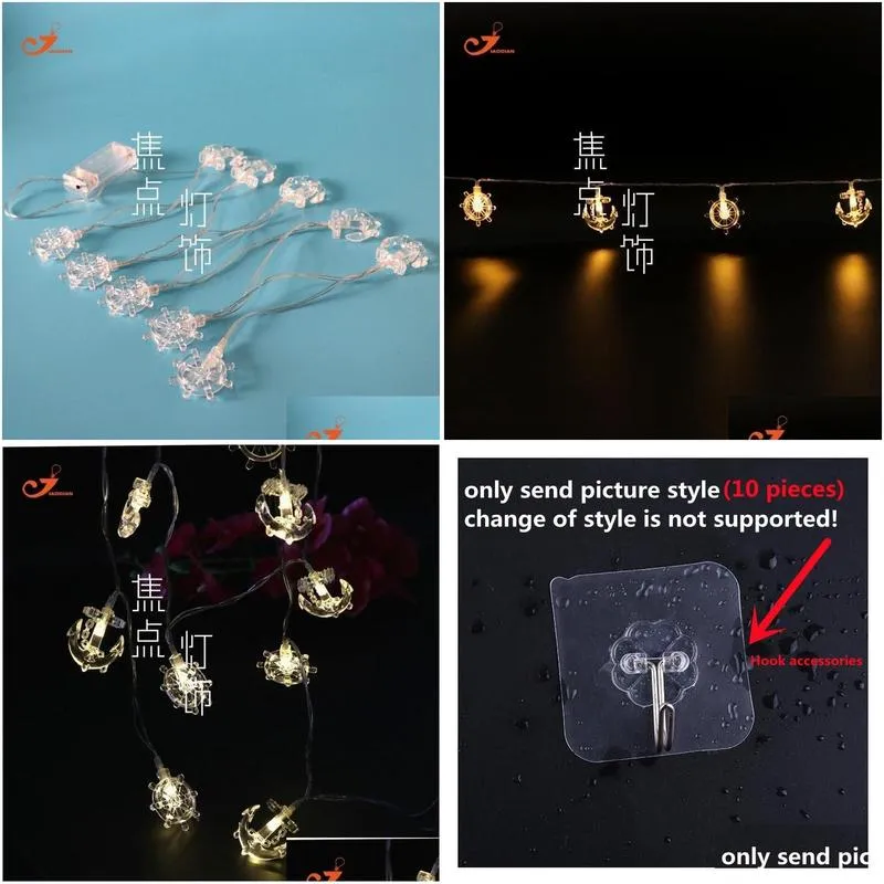 Strings Cute LED String Lights Anchor Ledlight Indoor Kid Bedroom Garland Curtain Window Decoration Party Holiday Trendy Guirnalda