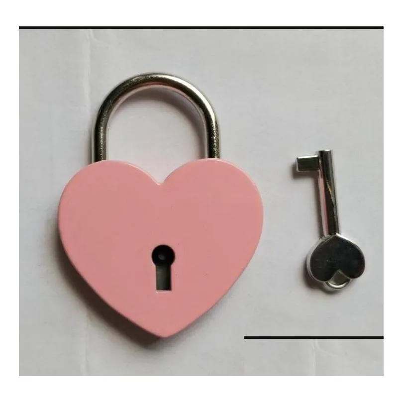 Creative Alloy Heart Shape Key Padlock Mini Archaize Concentric Lock Vintage Old Antique door locks With Key New Pure Color#612