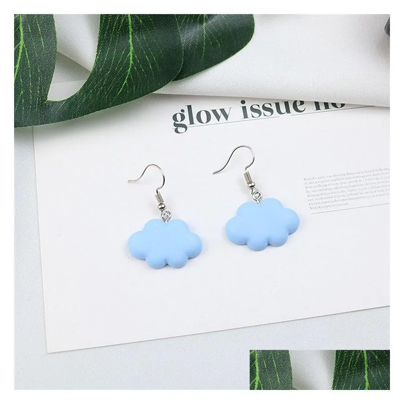 1 pairs creative korean cute candy color clouds dangles earrings for women girl simple ladies ears jewelry gifts