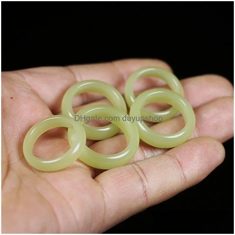 dangle & chandelier natural green hetian jade ring chinese jadeite amulet fashion charm jewelry hand carved crafts gifts for women