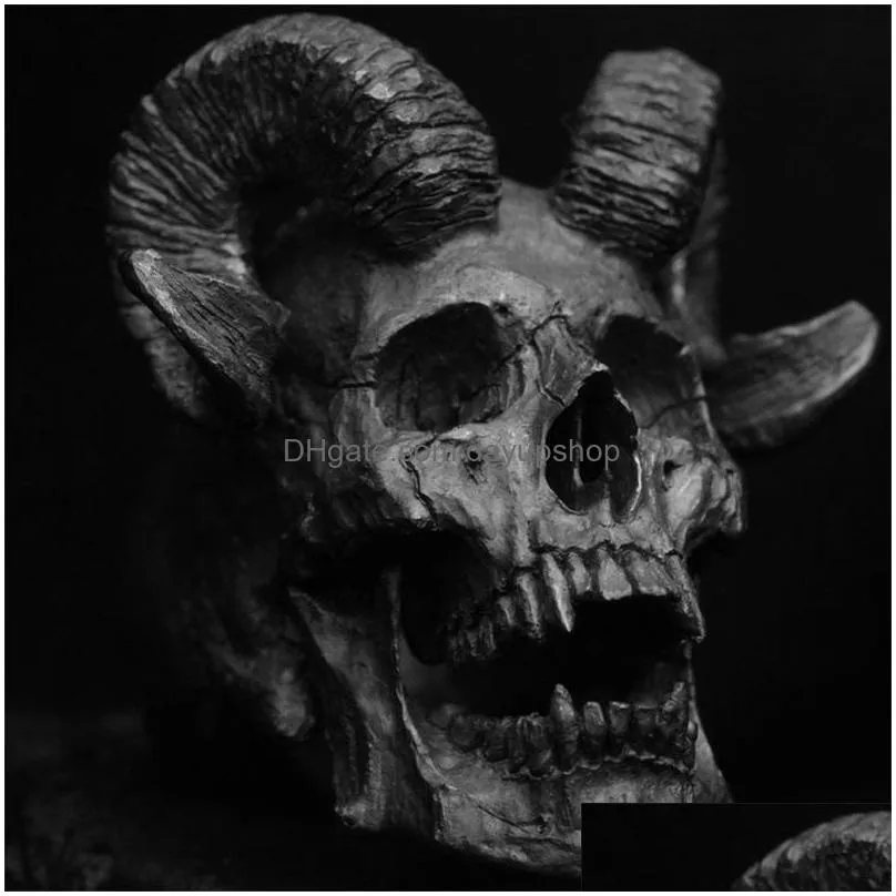 gothic vintage devil satan goat skull ring stainless steel punk ring fashion men039s biker jewelry9001800