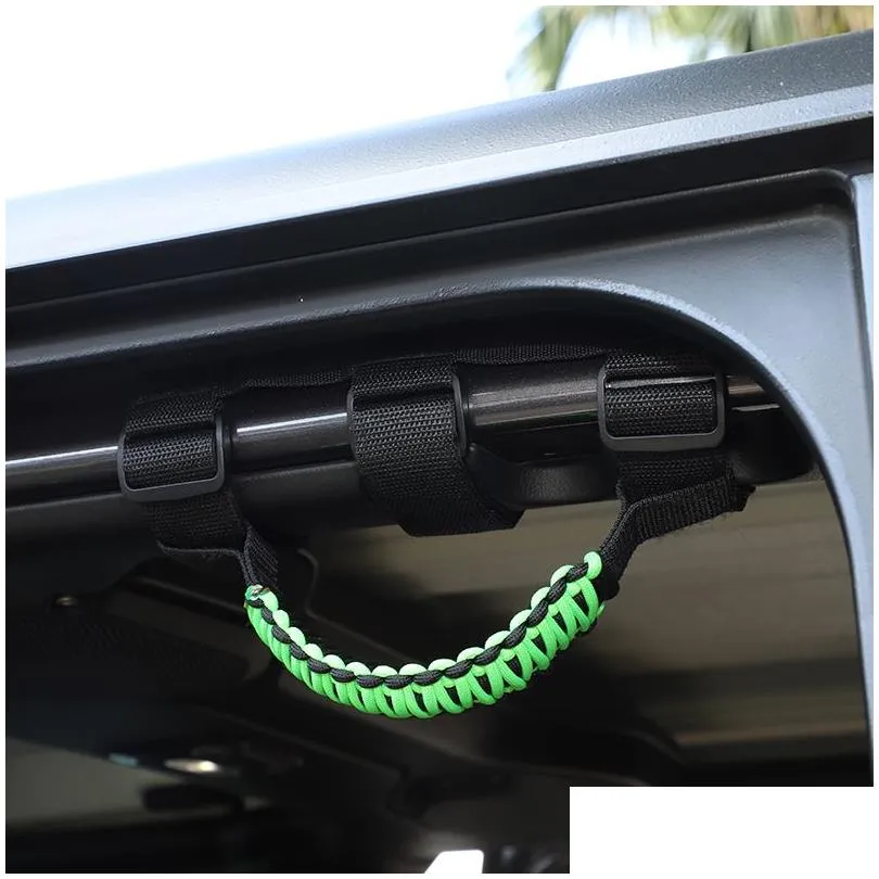 Top Handle Roll Bar Grab Handles Grip Handle For Jeep Wrangler JL JK TJ 1997 UP(Black Green)