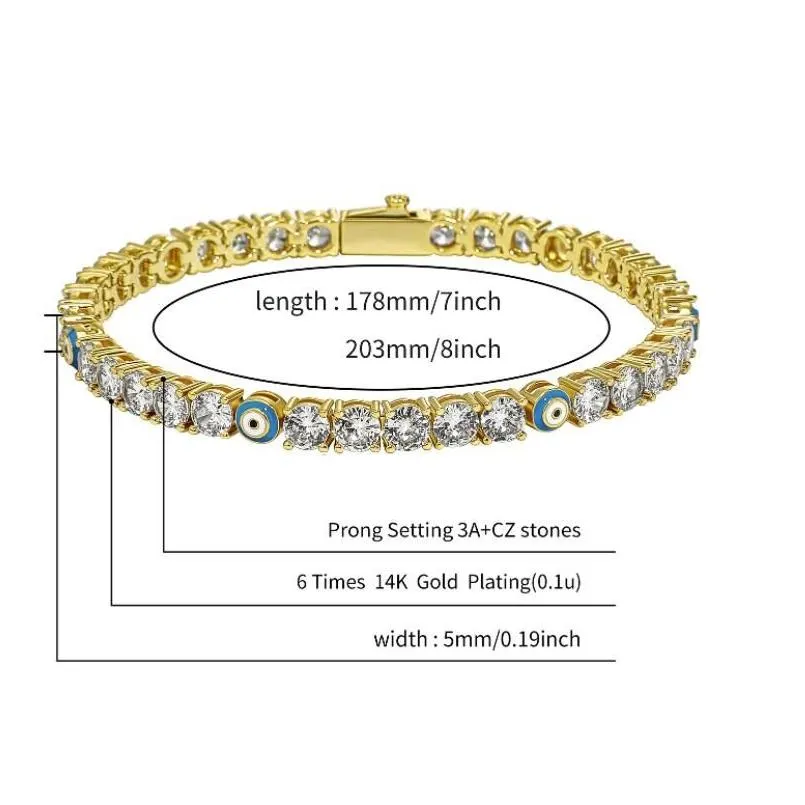 Blue Stone Evil Eye Tennis Charm Bracelet Pour Hommes Et Femmes Bijoux Hip Hop En Perle A La Mode Du 14 63 DHgate