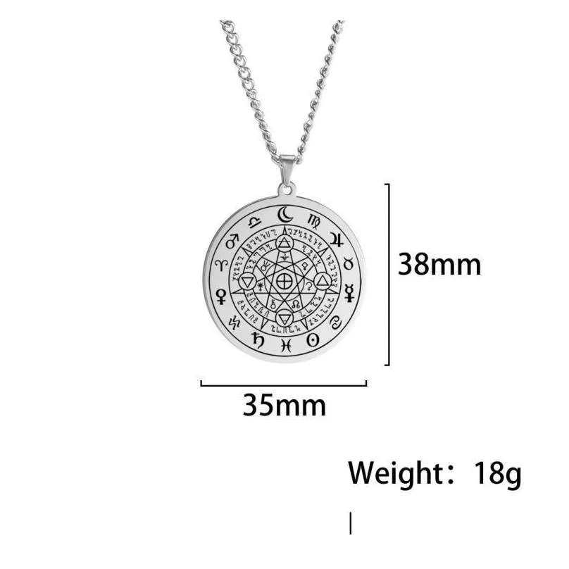 pendant necklaces vintage scripture heptagram round stainless steel laser marking necklacependant