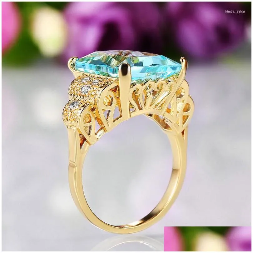 wedding rings zhouyang ring for women luxury light gold color blue zircon on fingers jewelry gift wholesale accessories kbr41