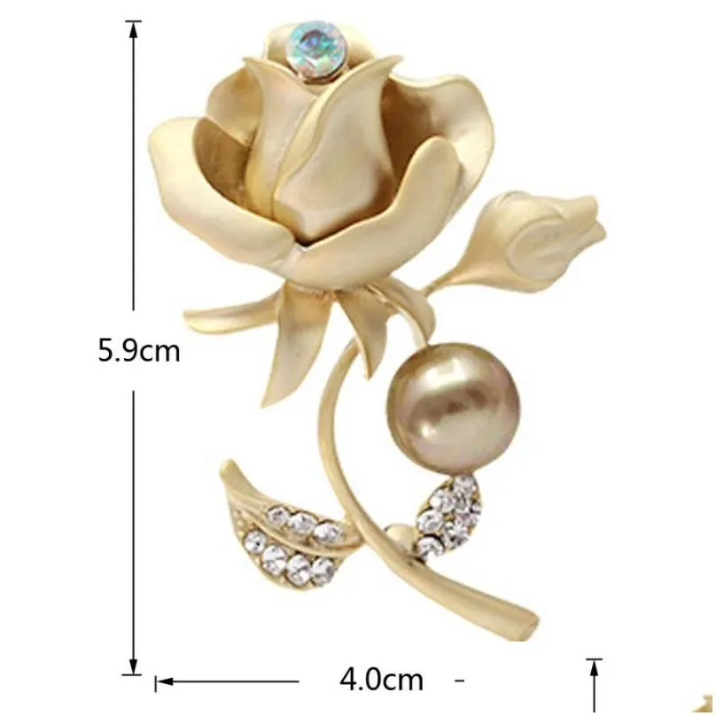 pins, brooches charm simulated-pearl brooch pin rhinestone rose flowers high-grade shell for women suit hats accessories xz083