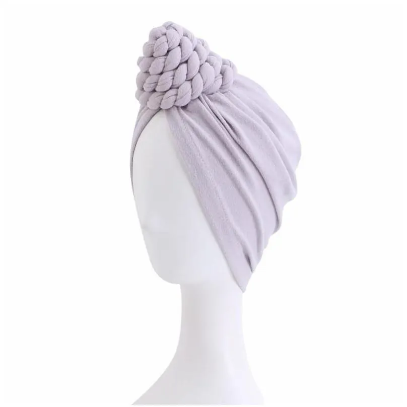 beanies beanie/skull caps solid color soft  knot turban hats muslim women`s wrap hijab islamic female headscarf loss hair bonnet