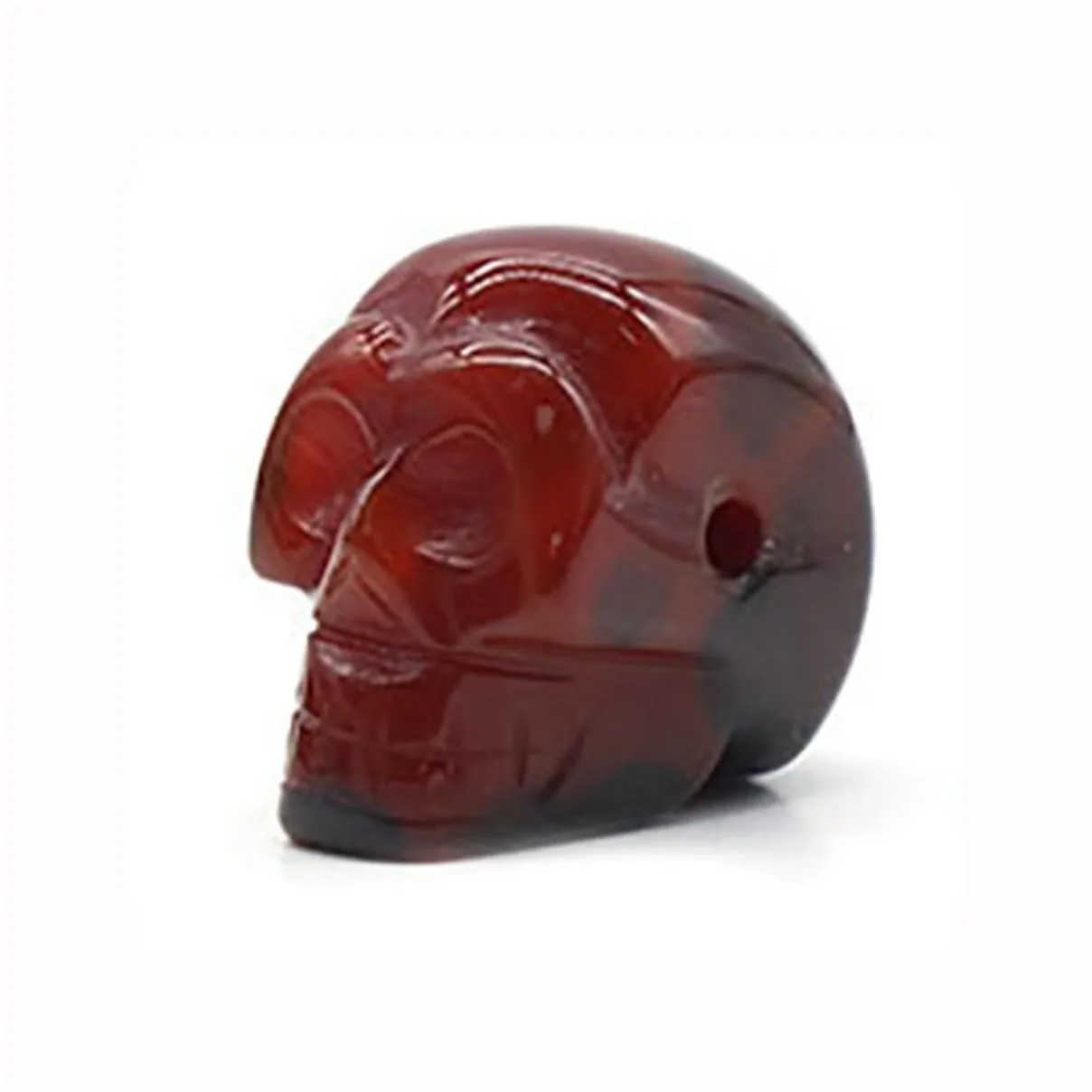 23mm Unakite Skull Head Statue Hand Carved Gemstone Human Skeleton Head Figurines Reiki Healing Stone for Home Office Decoration