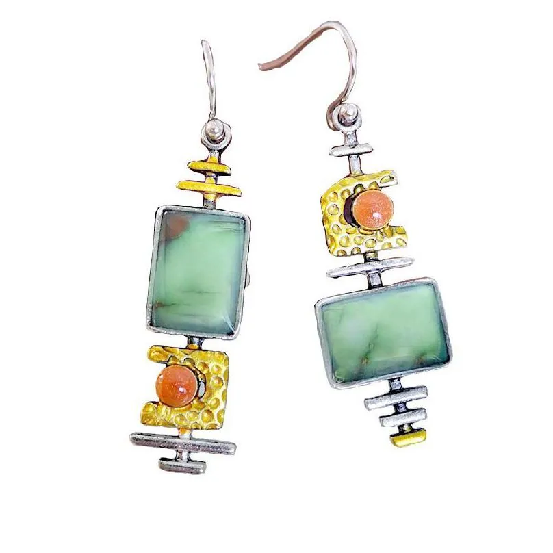 dangle & chandelier trendy novelty geometric green stone earrings funny two tone musical symbol instrument hanging for womendangle