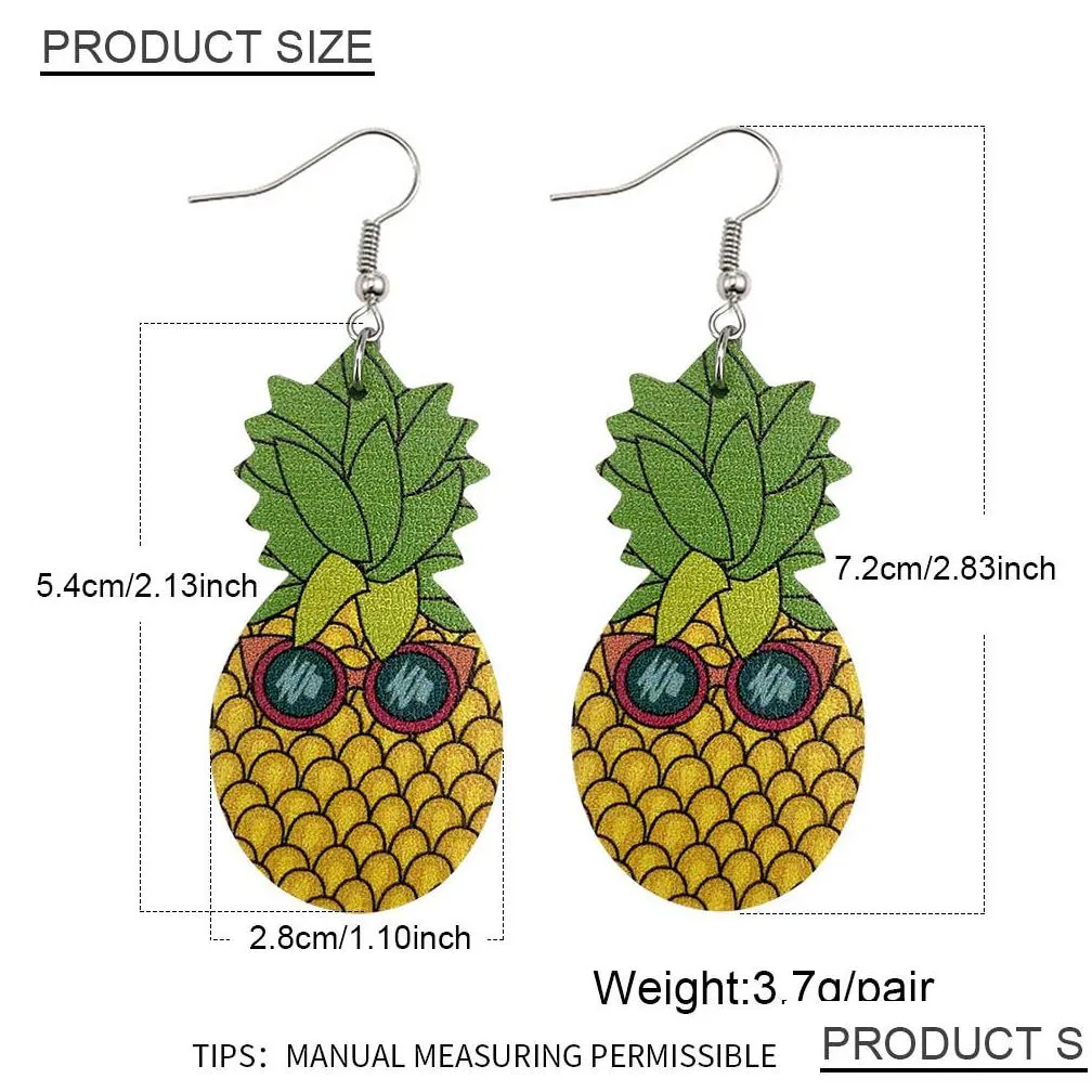 1pair gothic style pu artificial leather dangle earrings pineapple shape fashion pendientes earrings for women ear jewelry