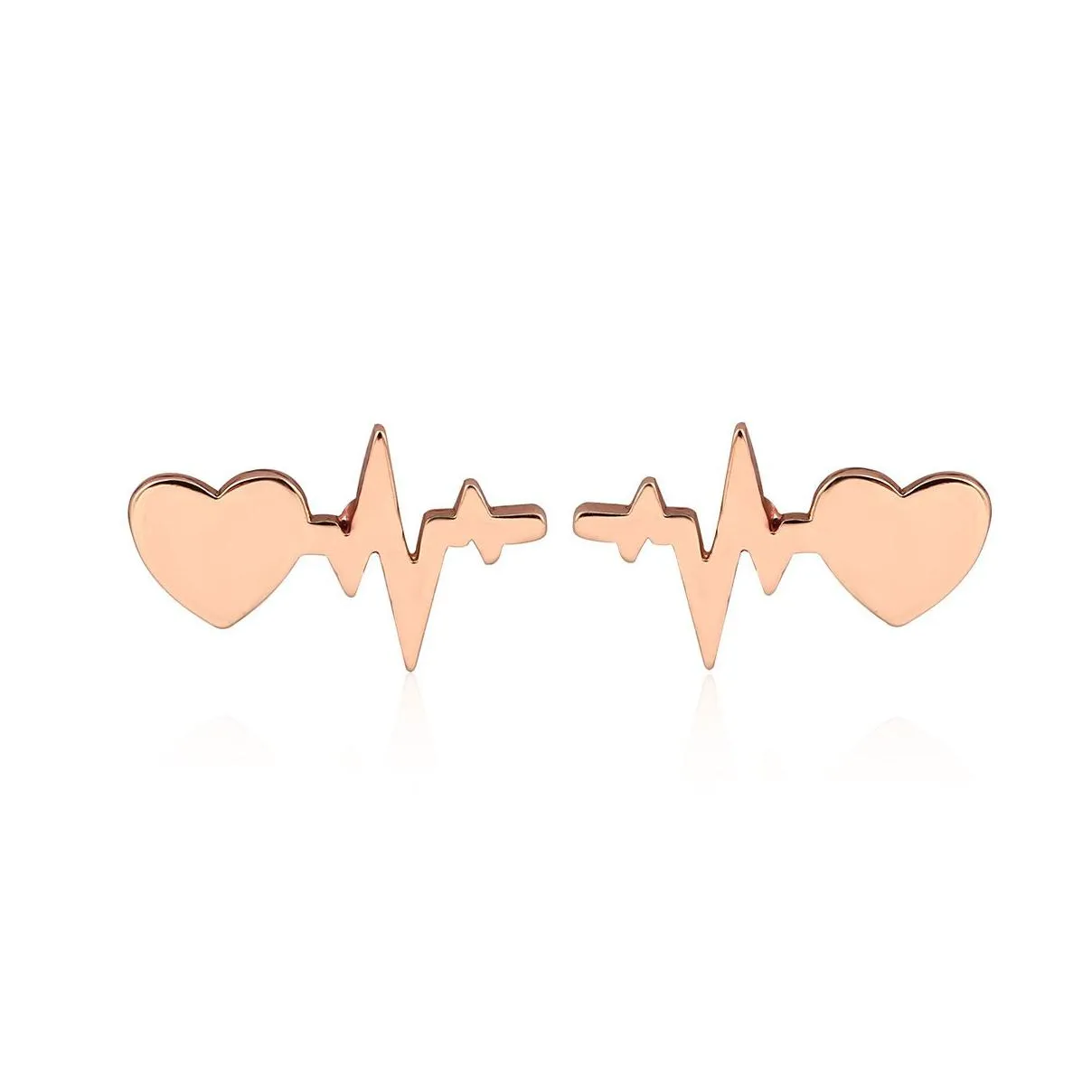 new fashion love heart with heartbeat stud earrings women electrocardiogram earings girl gifts brincos
