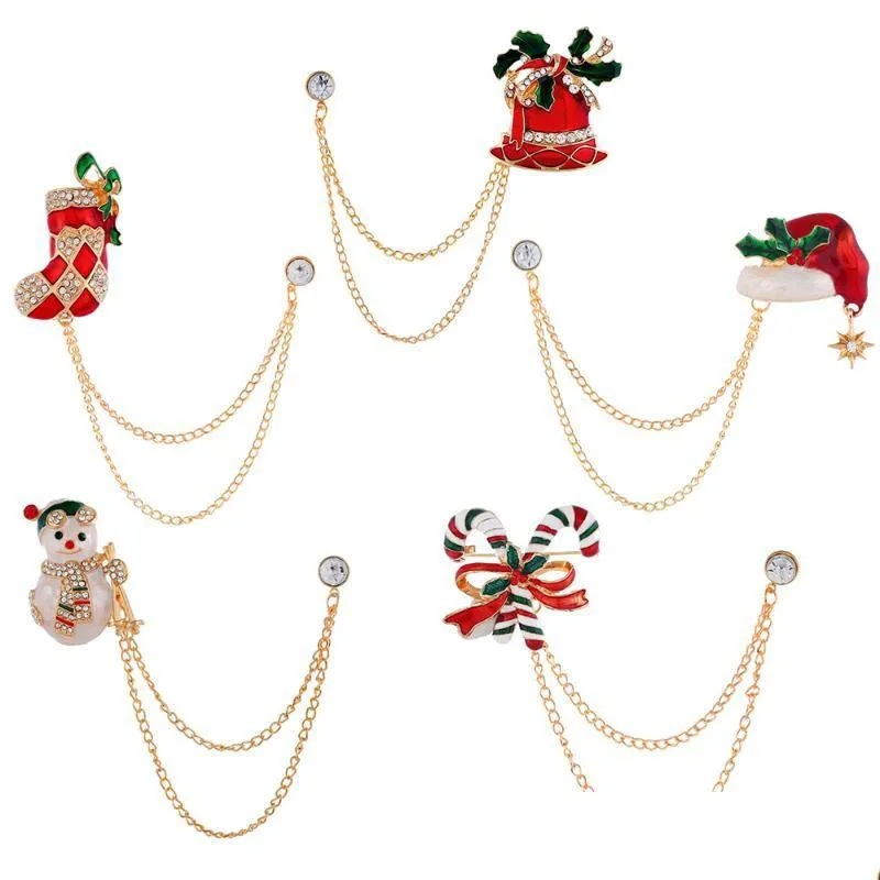pins, brooches lovely christmas xmas brooch snowman stockings claus socks hat sock rhinestone chain for women year gift