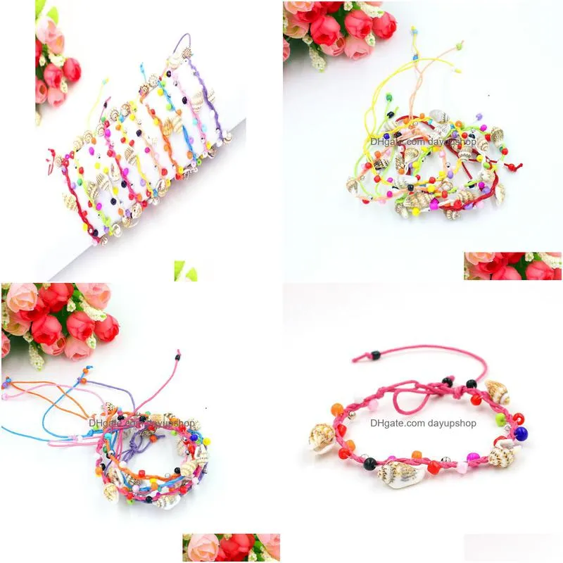 colorful designer femme braid bead friendship bracelets cords handmade conch beach bracelet women pulsera 10 colors8195859