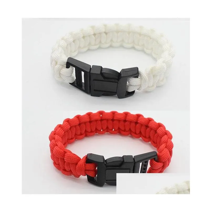 Fashion mix Colors Cord Rope Paracord Buckle Bracelets Military Bangles Sport Outdoor Survival Gadgets for Travel Camping Hiking