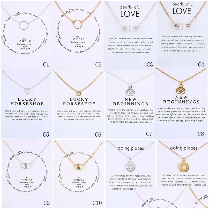  arrival dogeared necklace with gift card elephant pearl love wings cross key zodiac sign compass lotus pendant for women fashion