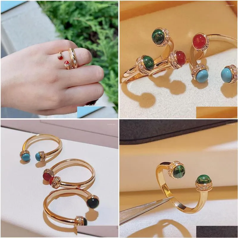 cluster rings sterling silver 925 high quality brand jewelry ball luxury ring color gems rotating banquet party women gift