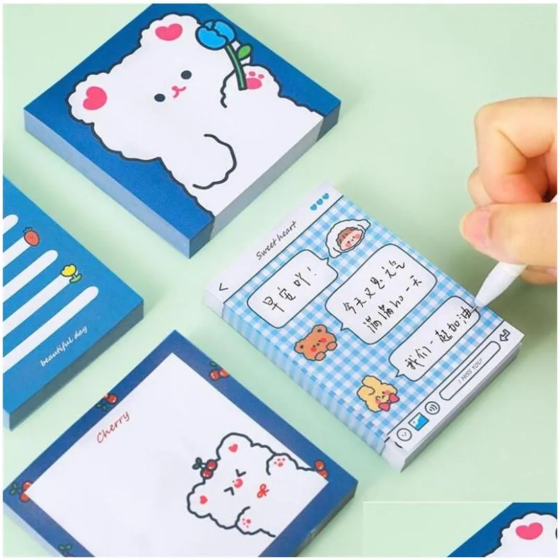 wholesale pcs/lot creative bear girl memo pad sticky notes cute n times stationery label notepad bookmark post school supplies