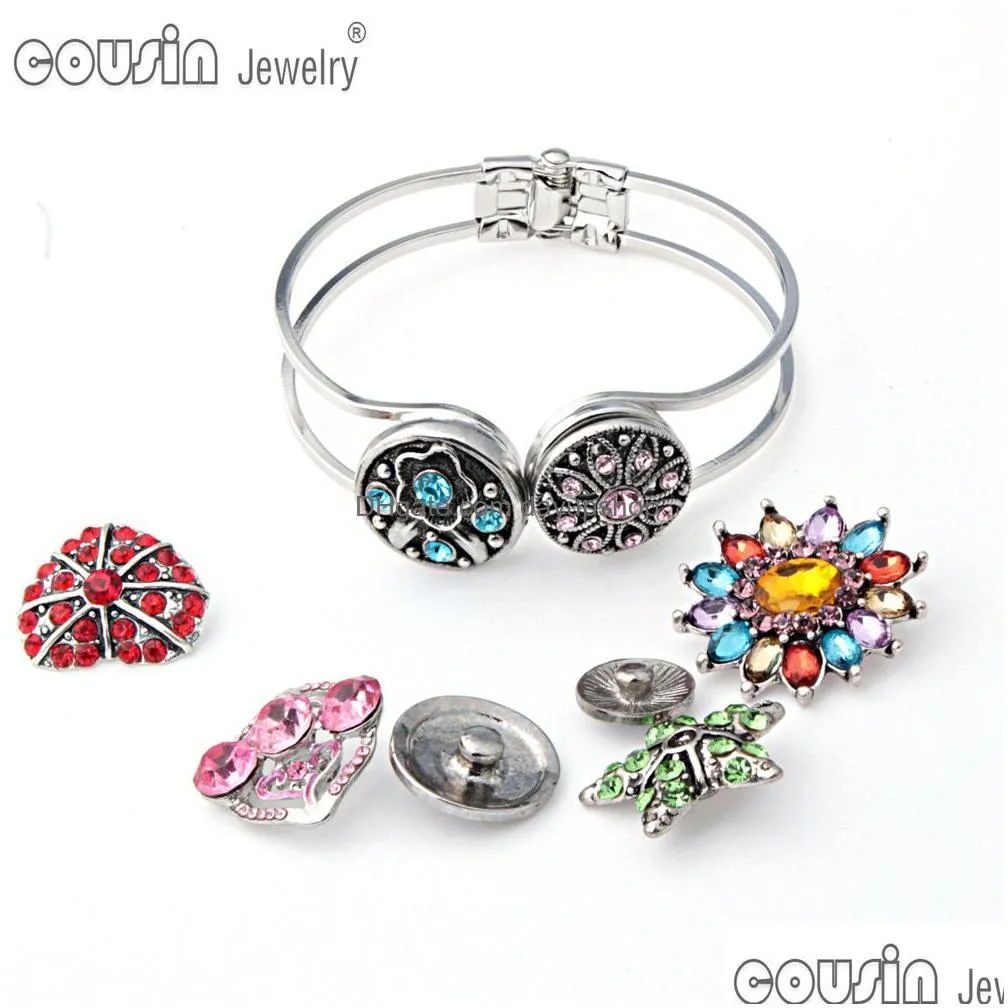 whole diy metal charms bracelet bangle 18mm ginger snap button bracelet jewelry fit interchangeable snap button1294211