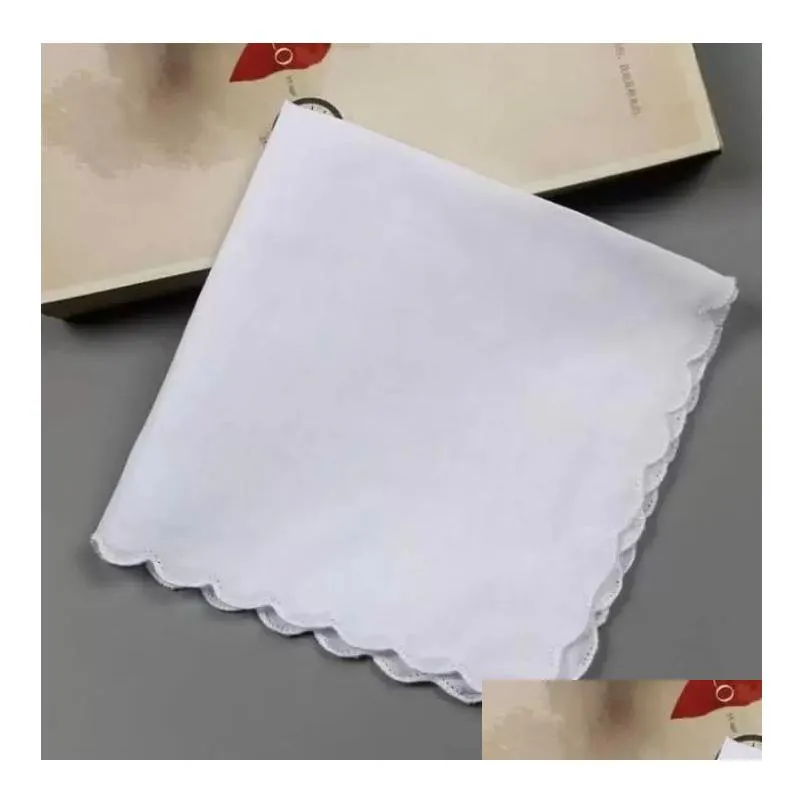 Handkerchief 300 Pcs Cotton Handkerchiefs Towels Cutter Diy Blank Scallop Party Decoration Cloth Napkins Craft Vintage Hanky Oman We Dhsyw