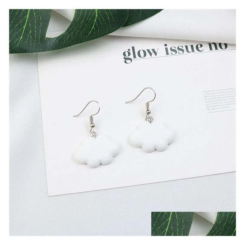 1 pairs creative korean cute candy color clouds dangles earrings for women girl simple ladies ears jewelry gifts