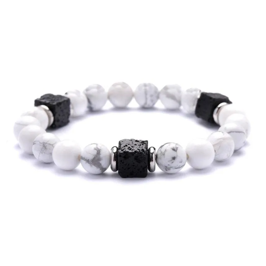 Natural stone bracelet square volcanic stone men and women personality atmosphere mature intellectual popular wrist jewelry