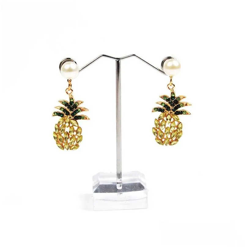 Pearl-studded yellow pineapple earrings female dress ball popular wild earrings