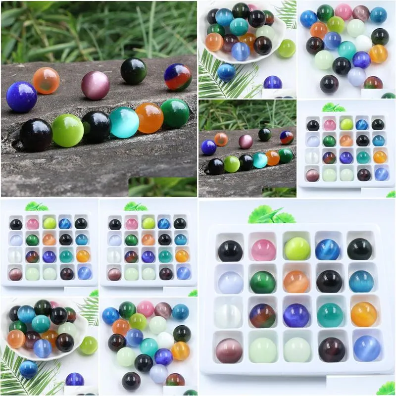 Cat Eye Natural Crystal Gemstone Beads 20pcs/Box Various Charm Gemstone Loose Bead for Jewelry Making