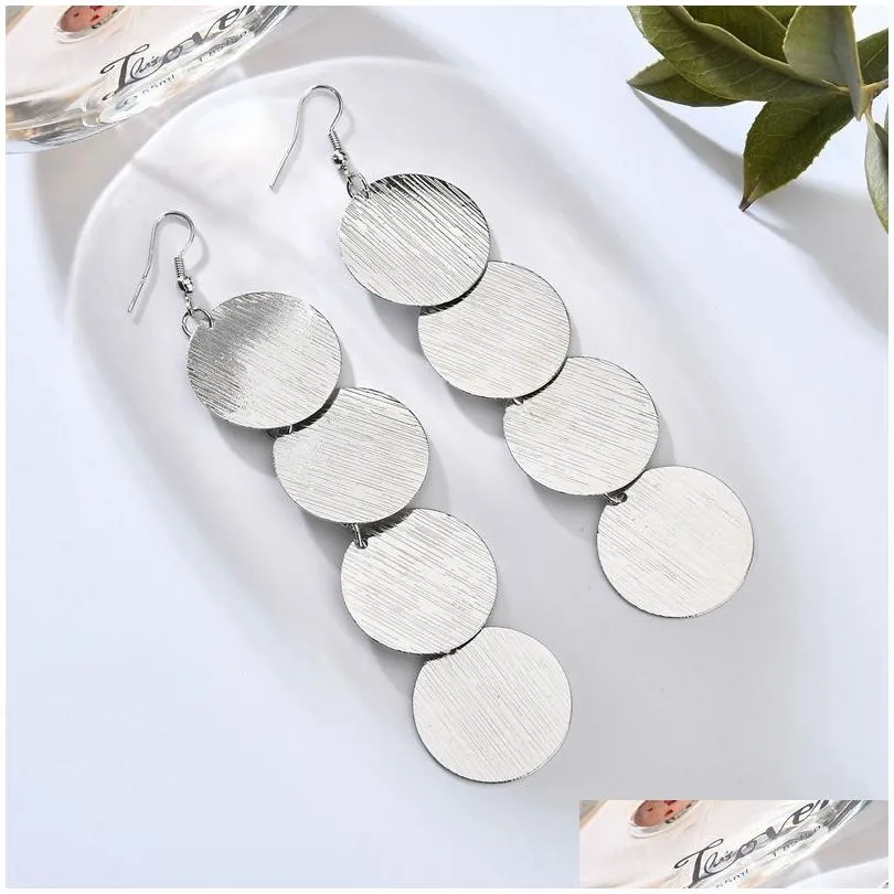 new exaggerated metal big circle dangle earrings atmospheric disc multi-level fashion retro round boho style hollow ladies earring