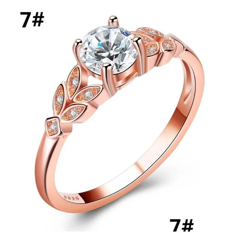 cluster rings 2022 big stone vintage cubic zircon rose gold for women wedding gengagement fashion jewelry christmas gift