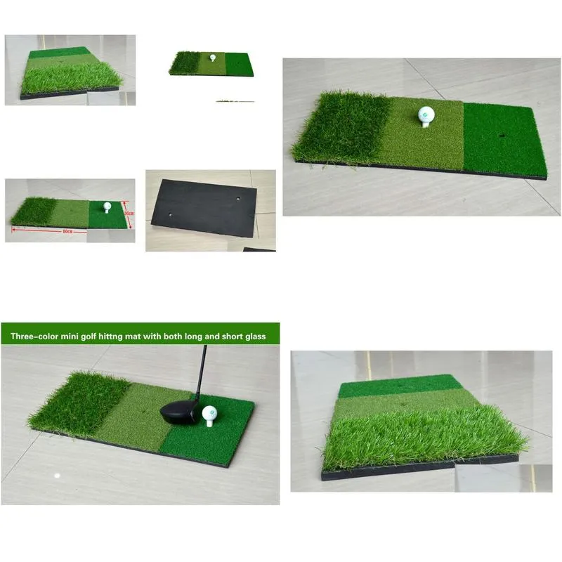 12``x24``Golf Hitting Mat Indoor Outdoor Backyard Tri-Turf Golf Mat with Tees Hole Practice Golf Protable Training Aids