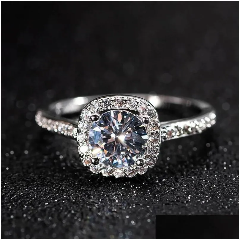 wedding rings 2022 silver color cubic zircon engagement classic for women elegant gift simple rhainstone ring jewelry