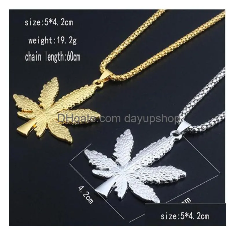 pendant necklaces exaggerated leaf hip hop necklace mens trend maple stainless steel fashion rock jewelry morr22