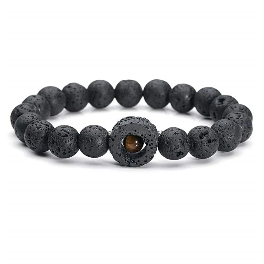 circle male 10mm black lava stone beads charms bracelet diy  oil diffuser bracelets man eye energy jewelry6170635