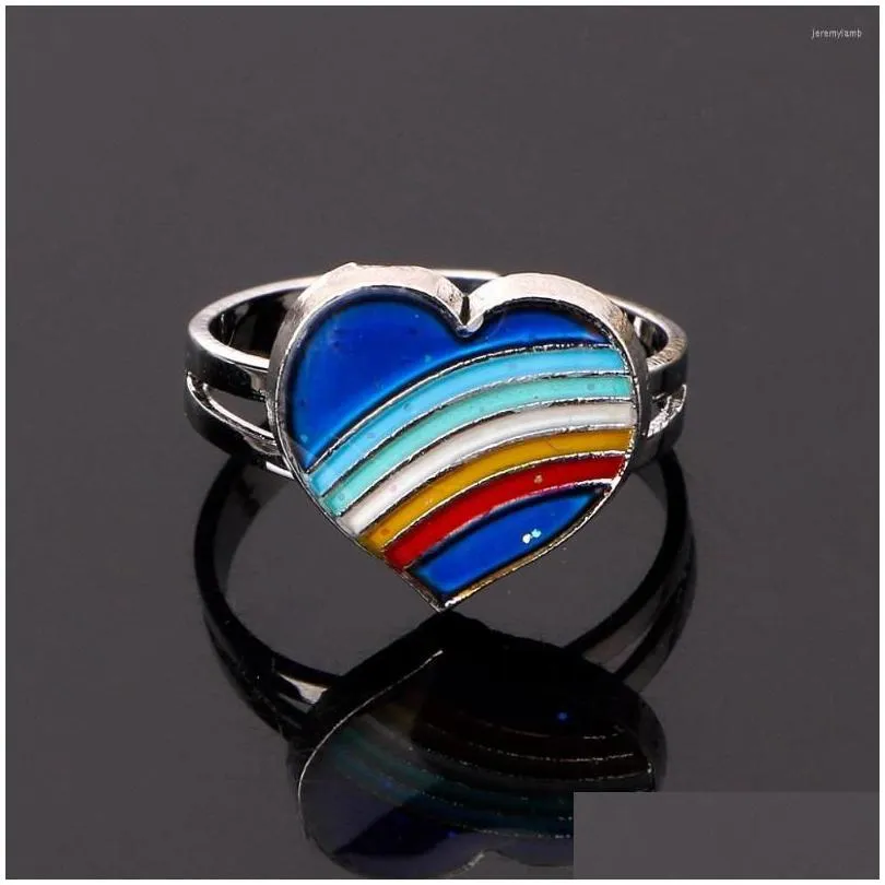 cluster rings for creative temperature change multi color ring men`s hip hop rock festival party jewelry presents teenagers