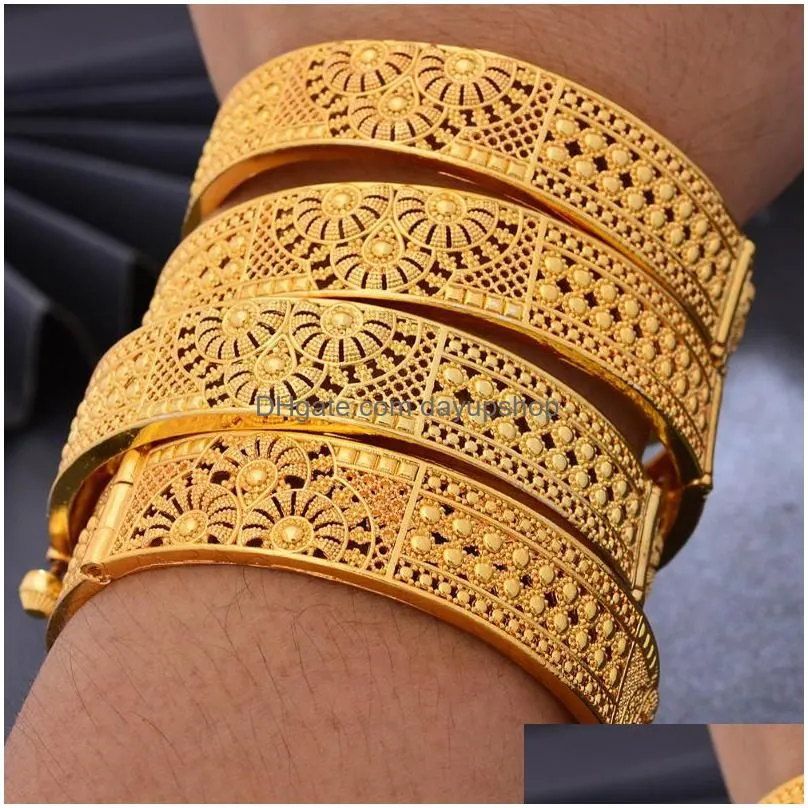 bangle luxury 24k dubai gold color bangles for women wedding bridal banglesbracelet gifts4496331