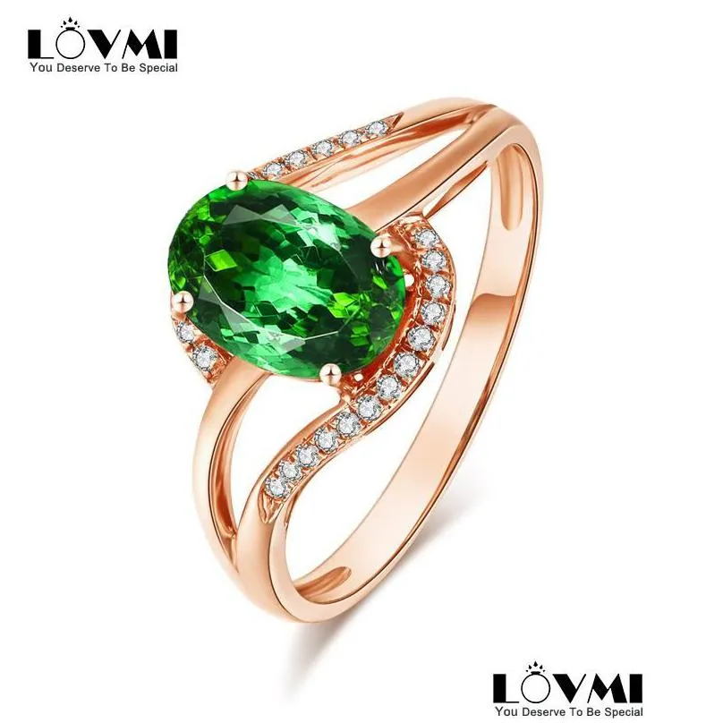 cluster rings trendy women rose gold jewelry oval emerald zircon gemstone for engagement party open promise finger ring accessories