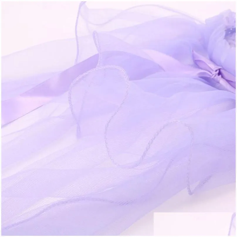 hair accessories children girls little princess hairband one layer tulle bridal veils flowers garland wedding party wreath headband solid