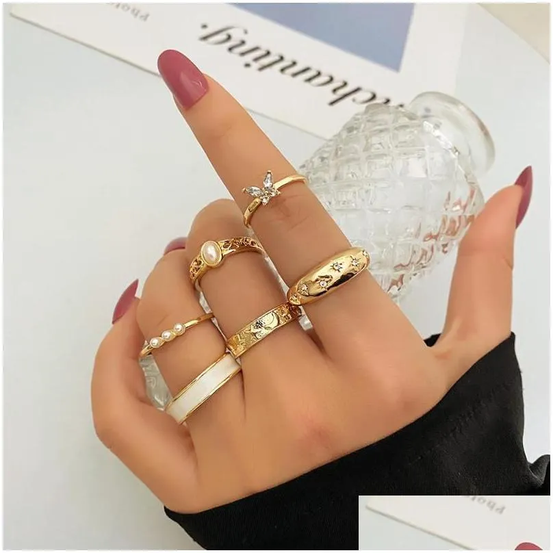 wedding rings punk gold butterfly set for women girls fashion irregular finger thin gift 2023 female knuckle jewelry partywedding