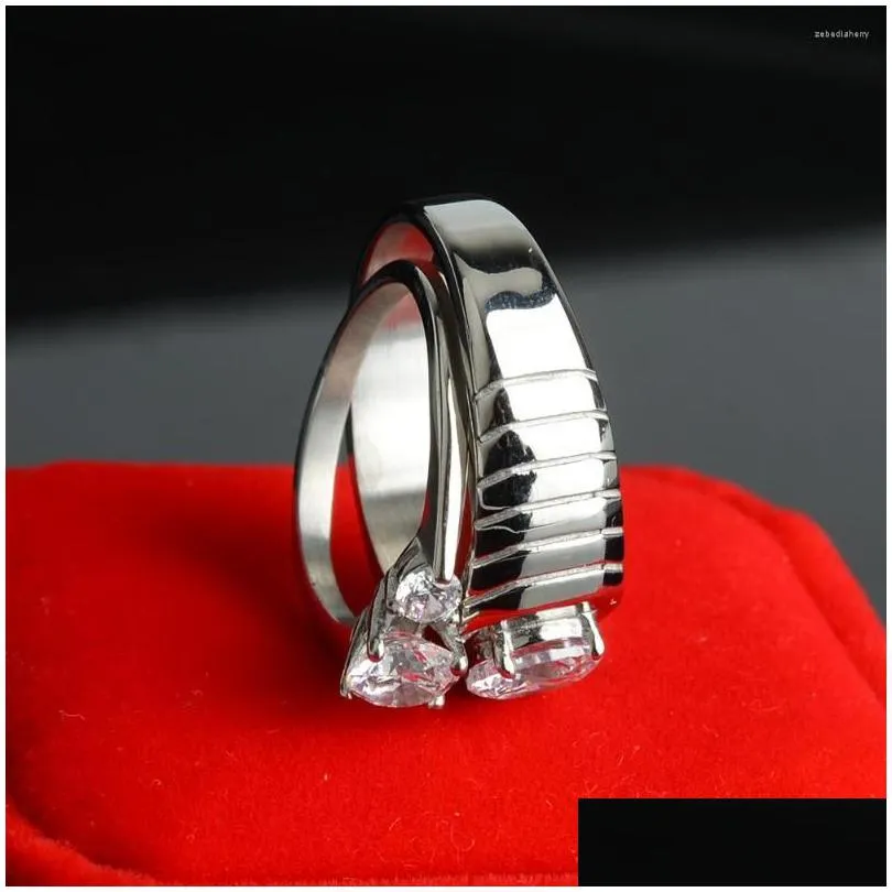 wedding rings shinning cubic zirconia ring 316l stainless steel couple forever love for romantic not fade drop