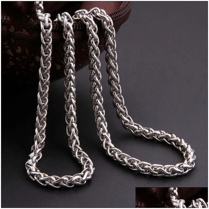 Stainless steel necklace keel chain flower basket chain Europe and the United States men and women chain 3-8 mm men and women link link